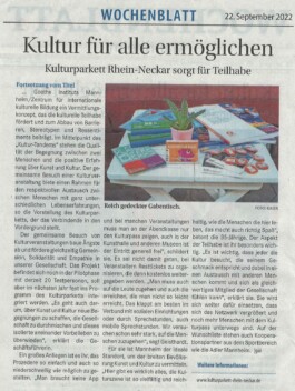 Wochenblatt Kultur für alle ermöglichen Ein Kultur-Tandem für Mannheim und die Welt